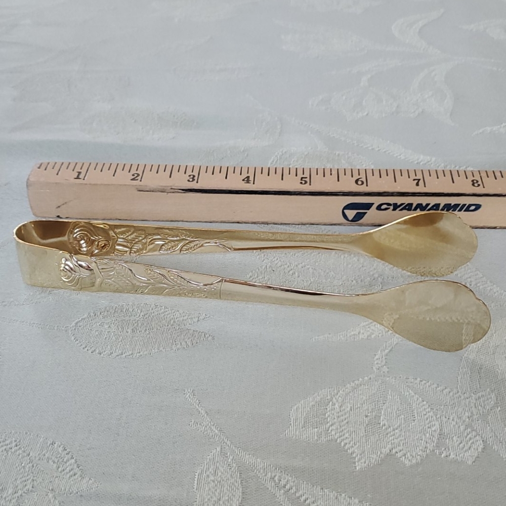 Gold plated Sandwich Tongs, tea accessories - Picture 2 of 2